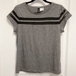H&M T-shirt Grey w Black Mesh